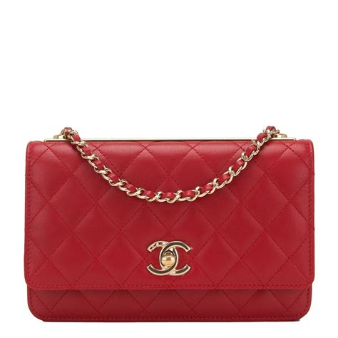 chanel trendy cc wallet on chain red